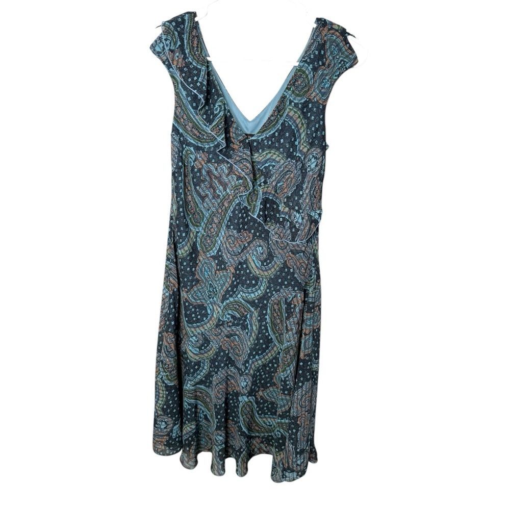 Alyn Paige New York Paisley Ruffle V-Neck Dress Size 7/8